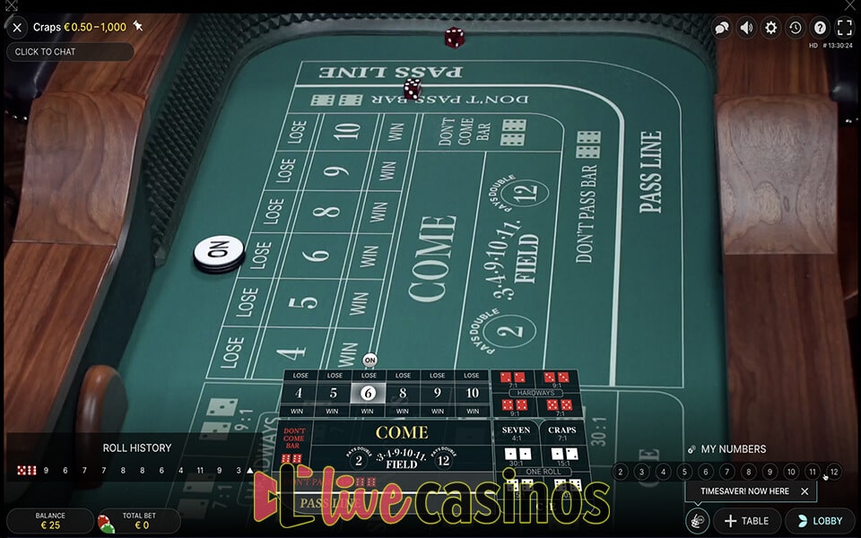 Live Craps (Evolution)