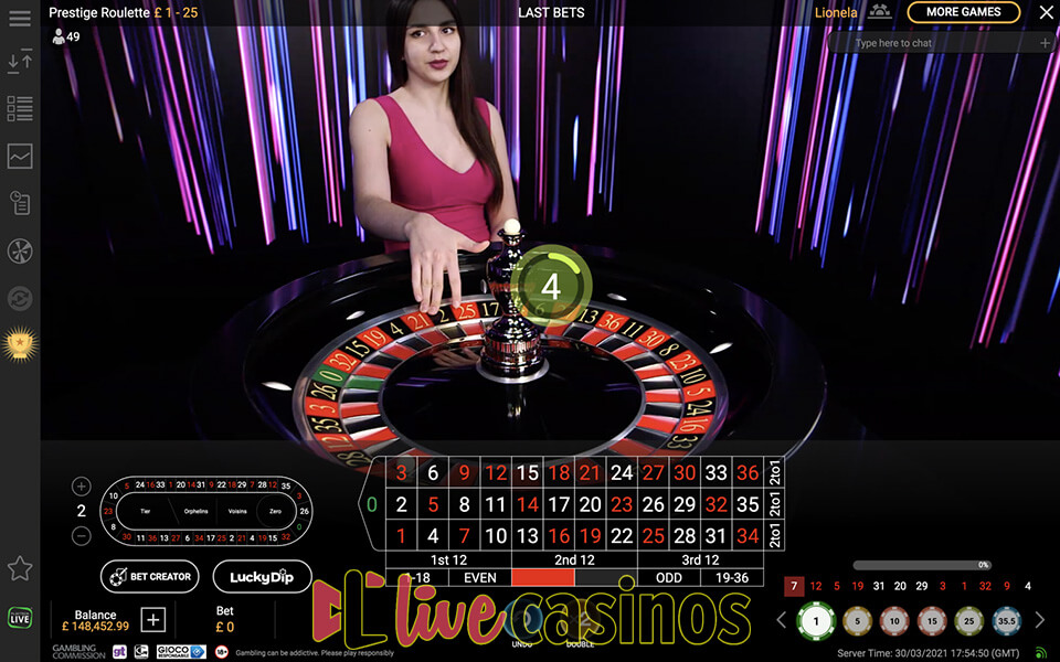 Prestige Live Roulette